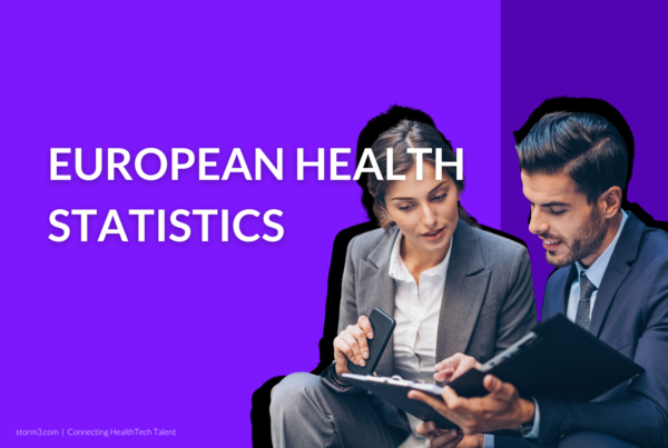 man and woman researching european health statistics