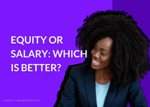 women thinking about whether equity or salary is a better deal